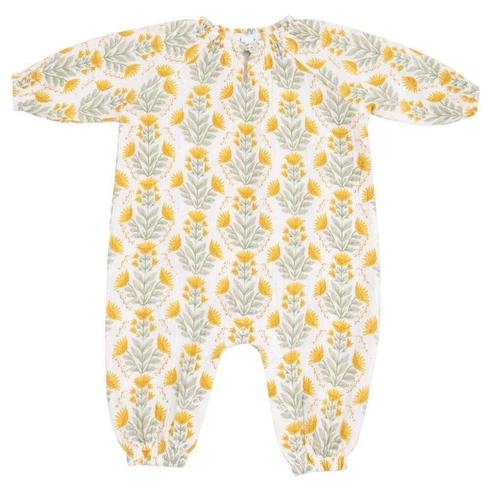 NEW ANGEL DEAR kid's winter dandelions peasant romper in ivory/yellow